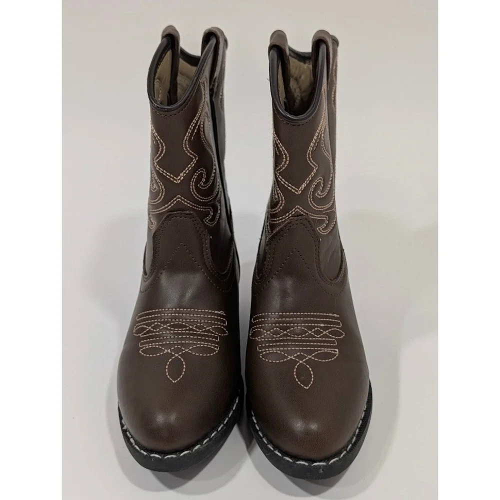 Canyon Trails Toddler Cowboy Boots Brown Faux Leather Sz 9M CT-101-BRN Excellent